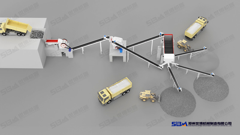 青石破碎全套設備，破碎流程圖